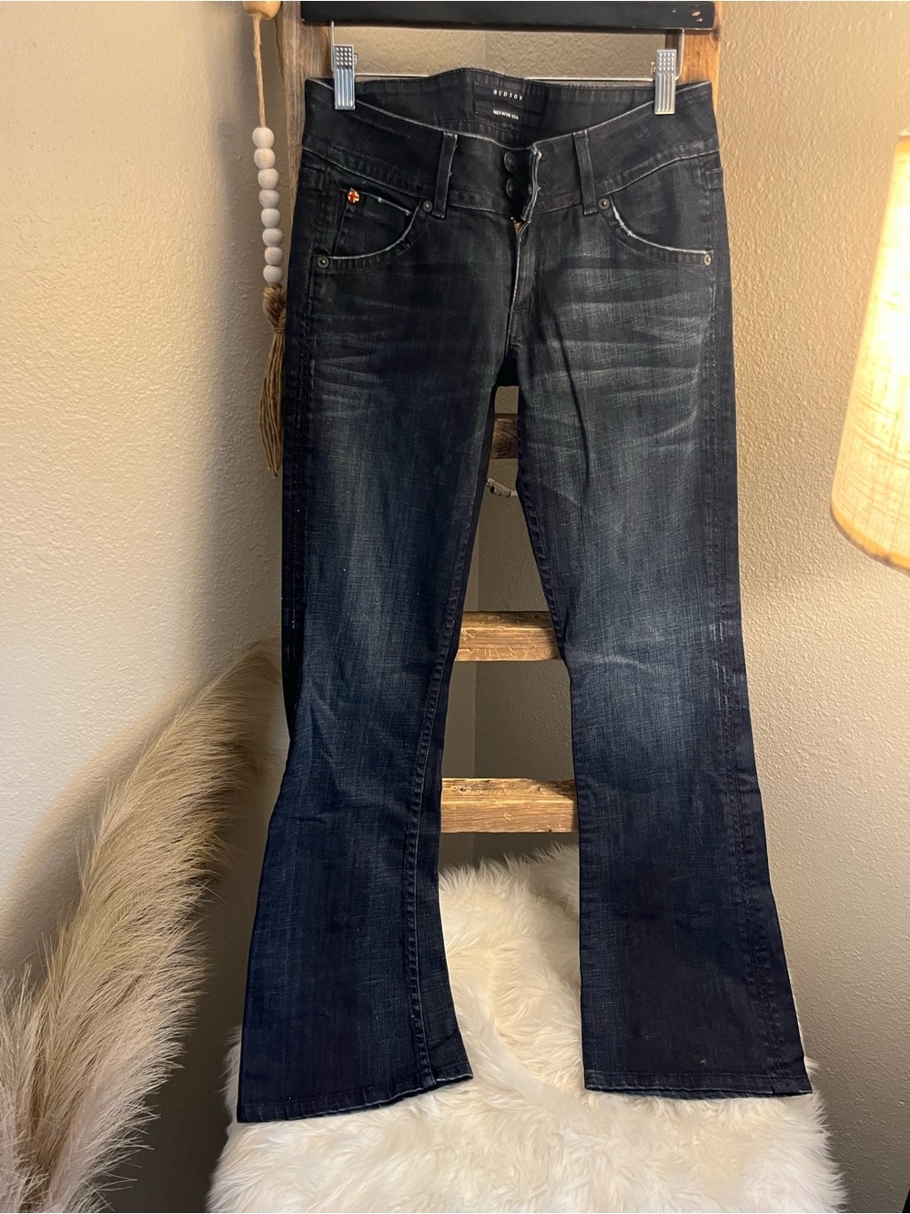 Dark Wash Flare Jeans - dark blue